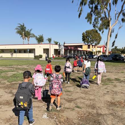 Concordia Chinese School students arriving after school in Cerritos, CA
